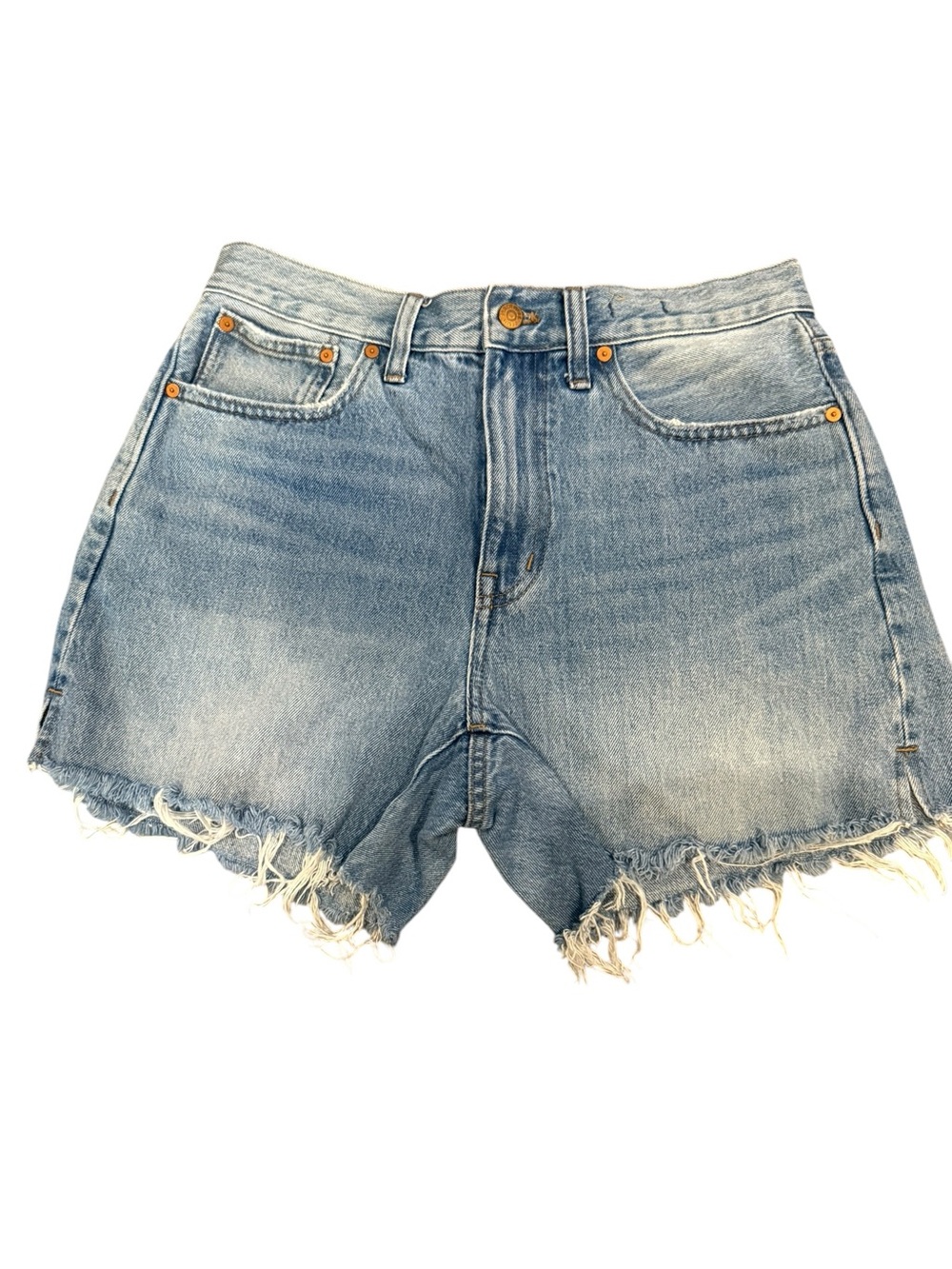 Madewell Light Blue Distressed Frayed Hem Mid-length Denim Shorts size 28